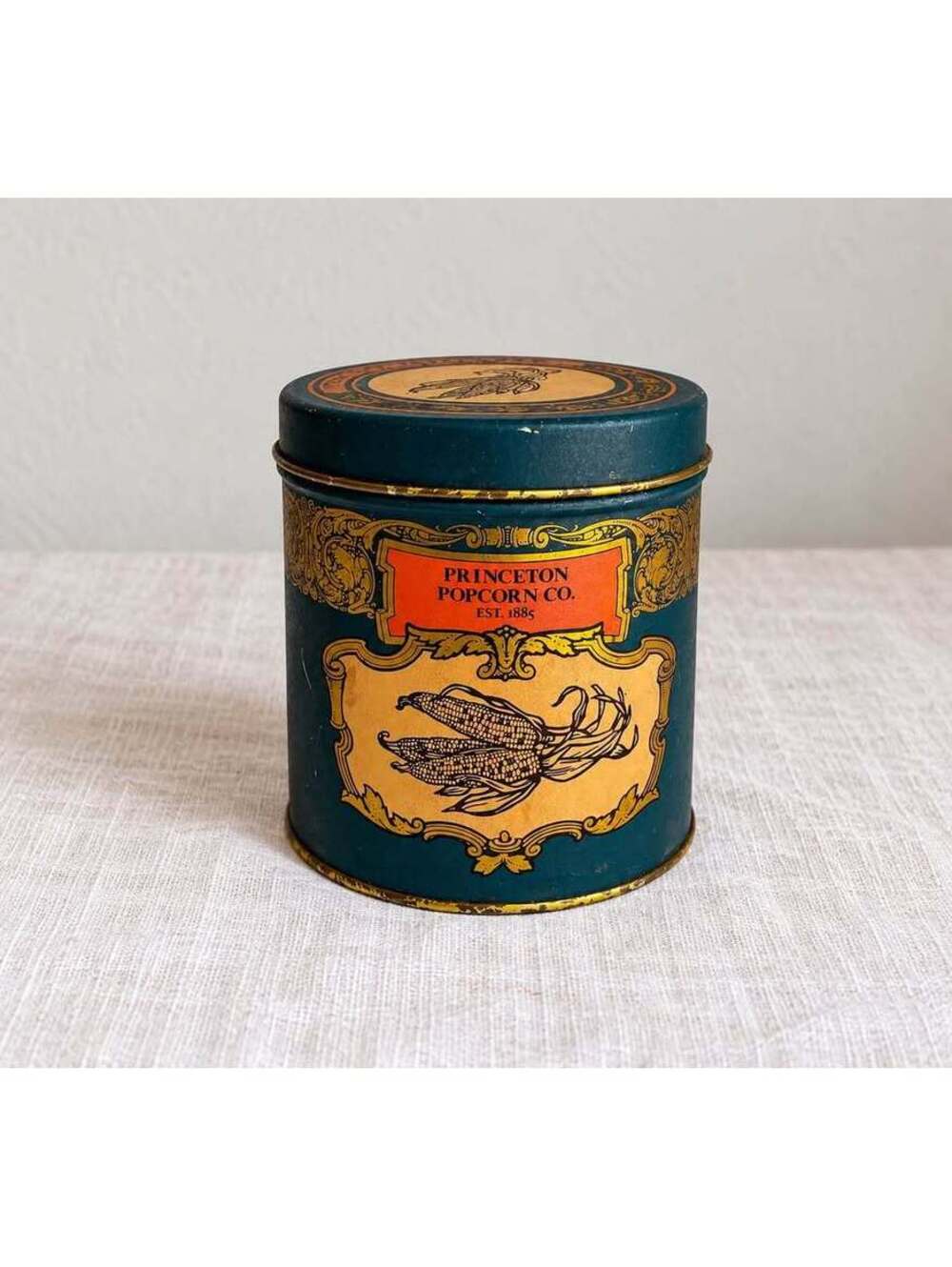 Vintage Princeton Popcorn Co Tin RSP 450 Advertising Canister Princeton Indiana